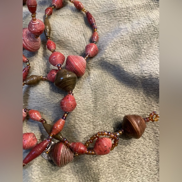 Bead for Life Made in Uganda Paper Roll Beaded Long Necklace. - Picture 7 of 7